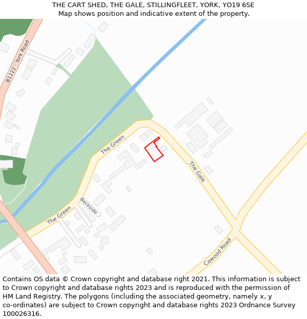 THE CART SHED, THE GALE, STILLINGFLEET, YORK, YO19 6SE: Location map and indicative extent of plot