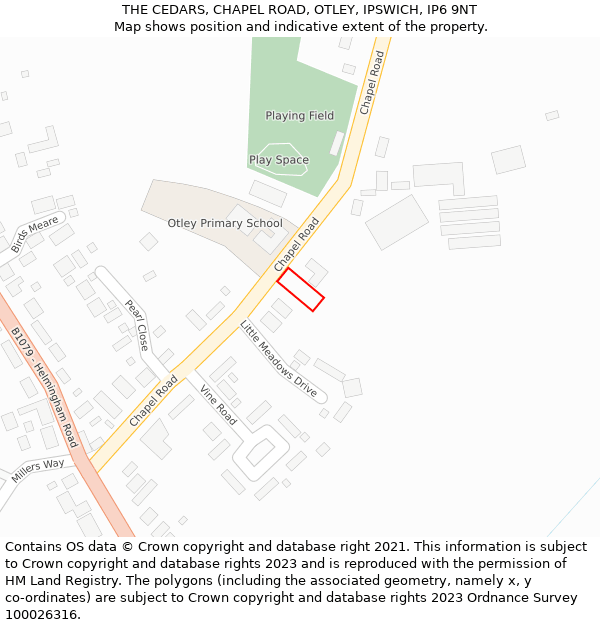 THE CEDARS, CHAPEL ROAD, OTLEY, IPSWICH, IP6 9NT: Location map and indicative extent of plot