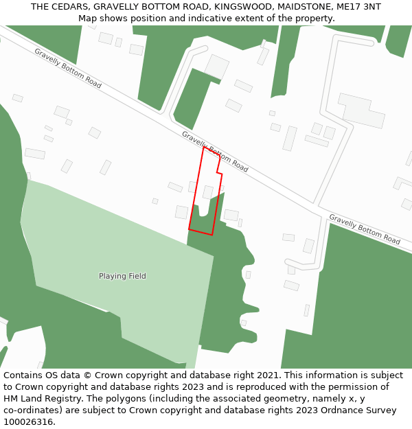 THE CEDARS, GRAVELLY BOTTOM ROAD, KINGSWOOD, MAIDSTONE, ME17 3NT: Location map and indicative extent of plot