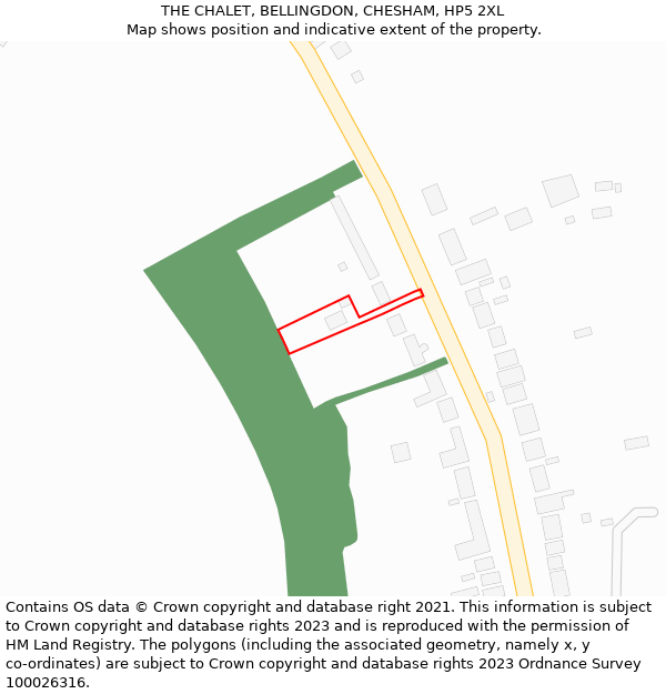 THE CHALET, BELLINGDON, CHESHAM, HP5 2XL: Location map and indicative extent of plot