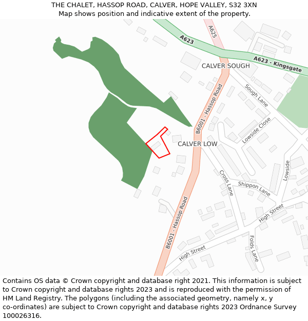 THE CHALET, HASSOP ROAD, CALVER, HOPE VALLEY, S32 3XN: Location map and indicative extent of plot