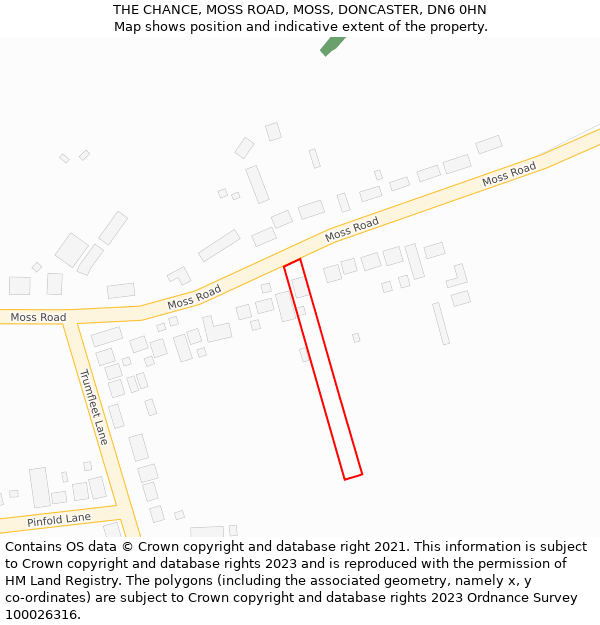 THE CHANCE, MOSS ROAD, MOSS, DONCASTER, DN6 0HN: Location map and indicative extent of plot