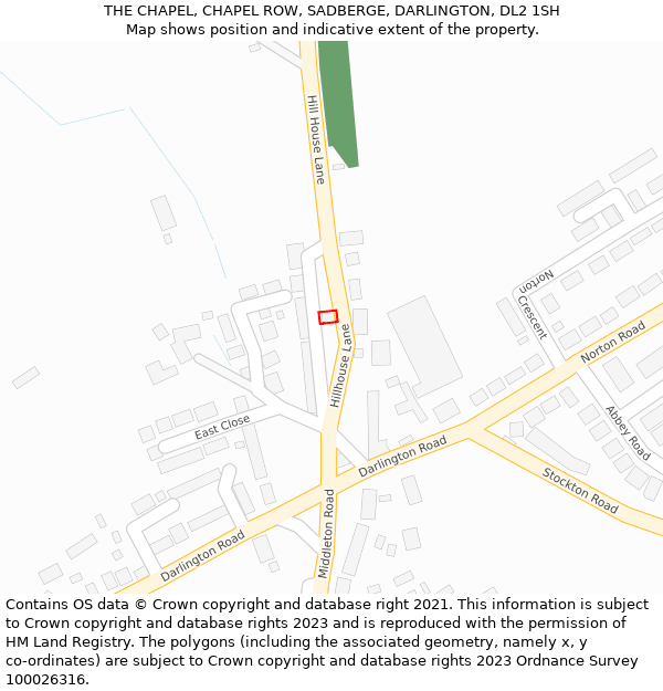 THE CHAPEL, CHAPEL ROW, SADBERGE, DARLINGTON, DL2 1SH: Location map and indicative extent of plot