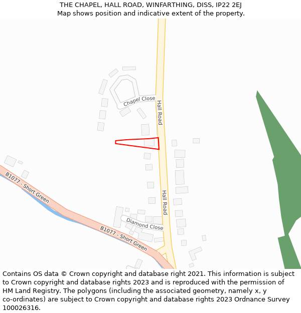 THE CHAPEL, HALL ROAD, WINFARTHING, DISS, IP22 2EJ: Location map and indicative extent of plot