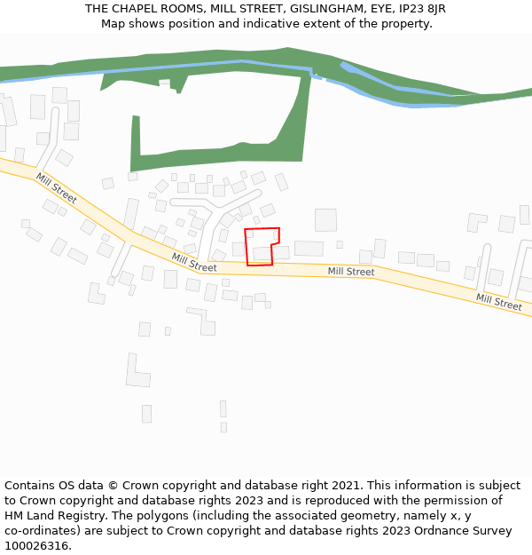 THE CHAPEL ROOMS, MILL STREET, GISLINGHAM, EYE, IP23 8JR: Location map and indicative extent of plot