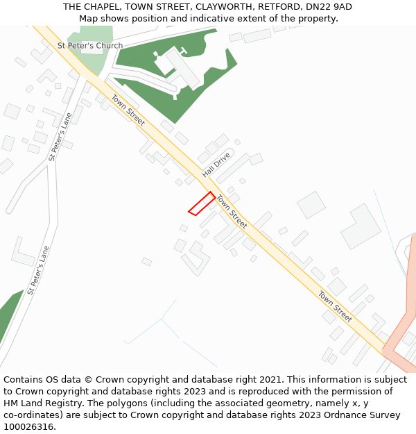 THE CHAPEL, TOWN STREET, CLAYWORTH, RETFORD, DN22 9AD: Location map and indicative extent of plot