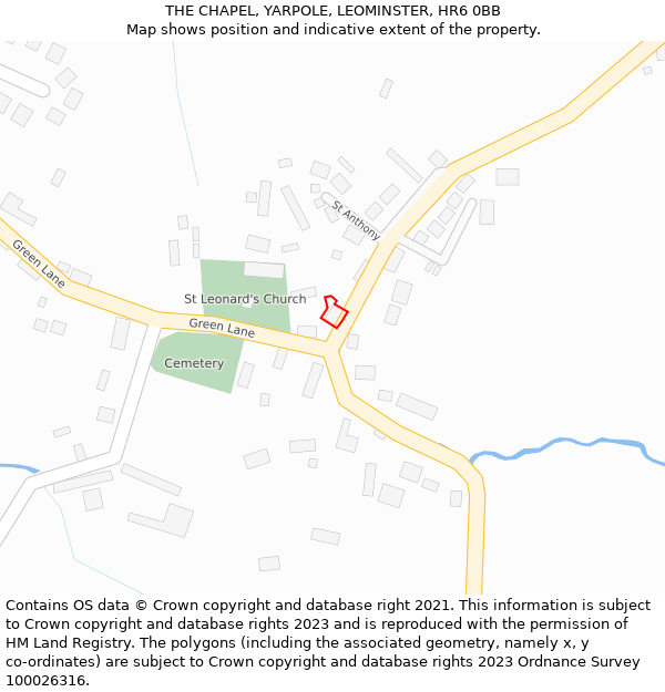 THE CHAPEL, YARPOLE, LEOMINSTER, HR6 0BB: Location map and indicative extent of plot