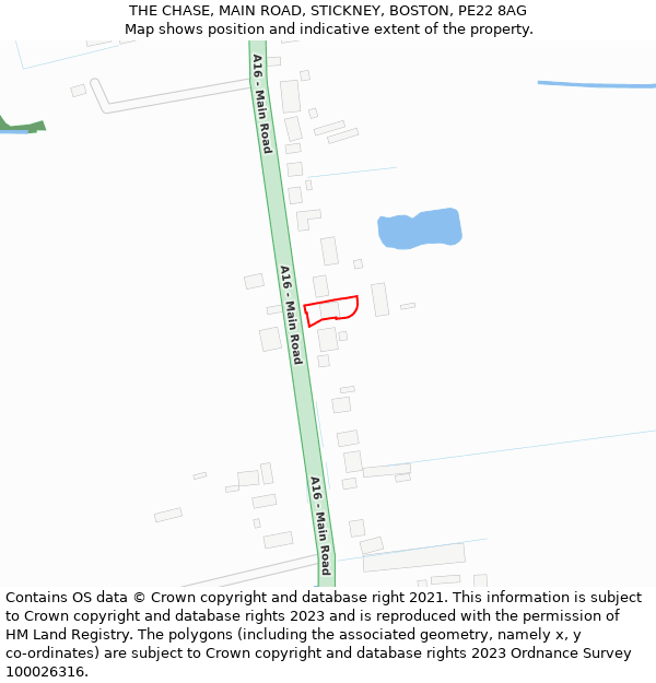 THE CHASE, MAIN ROAD, STICKNEY, BOSTON, PE22 8AG: Location map and indicative extent of plot