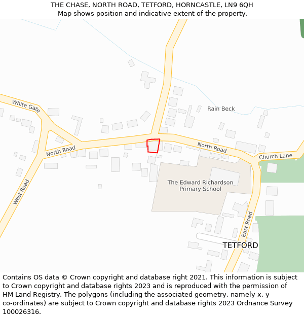 THE CHASE, NORTH ROAD, TETFORD, HORNCASTLE, LN9 6QH: Location map and indicative extent of plot