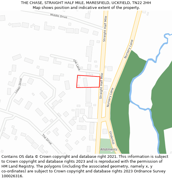 THE CHASE, STRAIGHT HALF MILE, MARESFIELD, UCKFIELD, TN22 2HH: Location map and indicative extent of plot