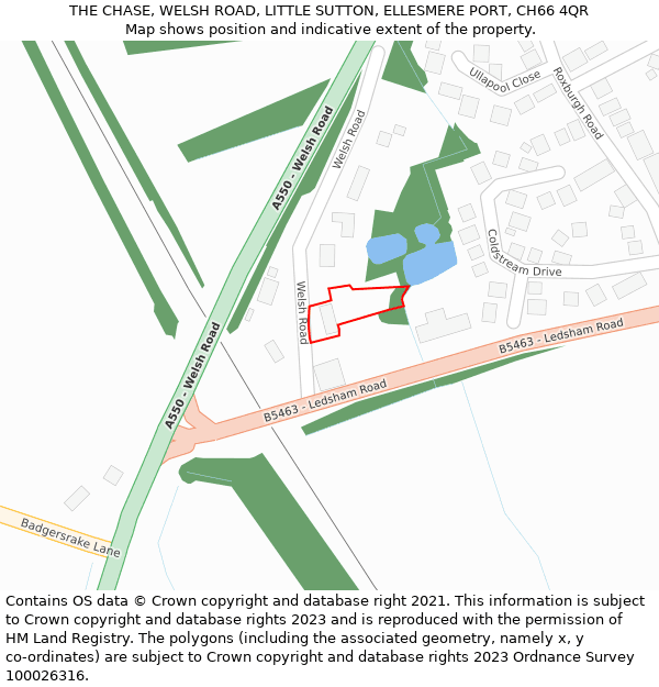 THE CHASE, WELSH ROAD, LITTLE SUTTON, ELLESMERE PORT, CH66 4QR: Location map and indicative extent of plot