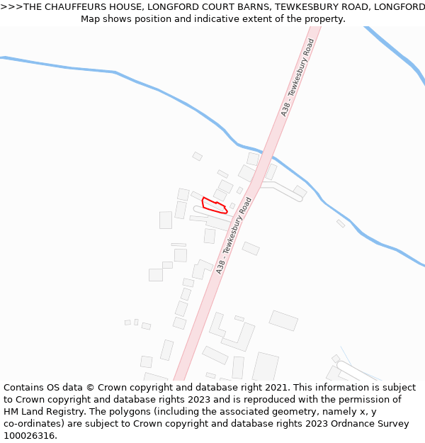 THE CHAUFFEURS HOUSE, LONGFORD COURT BARNS, TEWKESBURY ROAD, LONGFORD, GLOUCESTER, GL2 9BN: Location map and indicative extent of plot