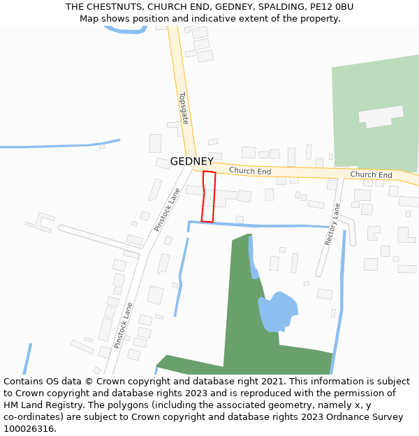 THE CHESTNUTS, CHURCH END, GEDNEY, SPALDING, PE12 0BU: Location map and indicative extent of plot