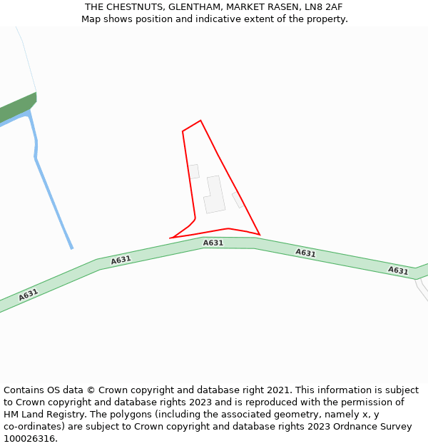 THE CHESTNUTS, GLENTHAM, MARKET RASEN, LN8 2AF: Location map and indicative extent of plot