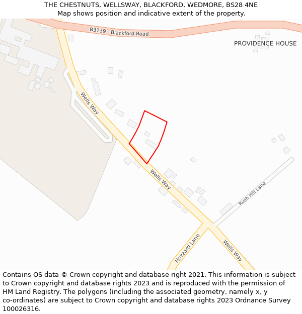 THE CHESTNUTS, WELLSWAY, BLACKFORD, WEDMORE, BS28 4NE: Location map and indicative extent of plot