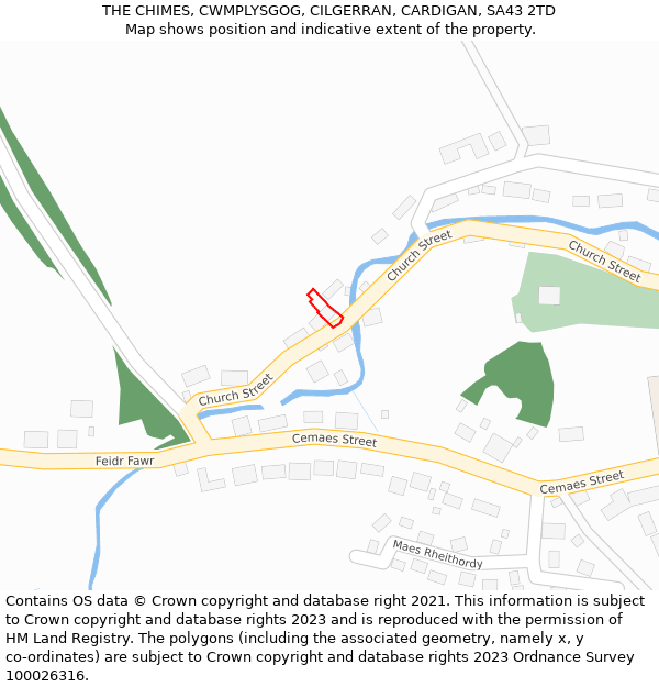 THE CHIMES, CWMPLYSGOG, CILGERRAN, CARDIGAN, SA43 2TD: Location map and indicative extent of plot