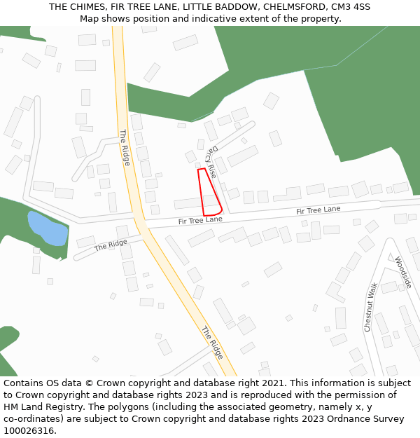 THE CHIMES, FIR TREE LANE, LITTLE BADDOW, CHELMSFORD, CM3 4SS: Location map and indicative extent of plot
