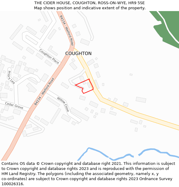 THE CIDER HOUSE, COUGHTON, ROSS-ON-WYE, HR9 5SE: Location map and indicative extent of plot