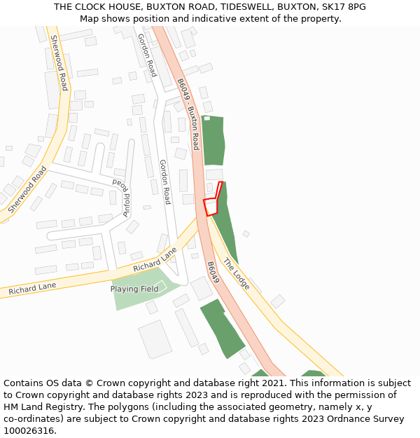 THE CLOCK HOUSE, BUXTON ROAD, TIDESWELL, BUXTON, SK17 8PG: Location map and indicative extent of plot