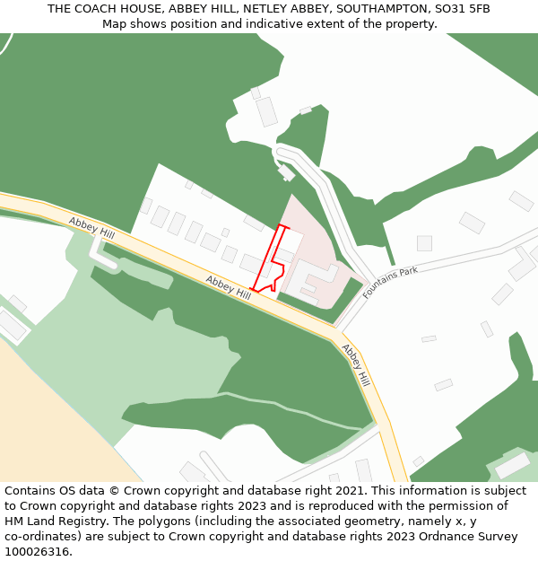 THE COACH HOUSE, ABBEY HILL, NETLEY ABBEY, SOUTHAMPTON, SO31 5FB: Location map and indicative extent of plot