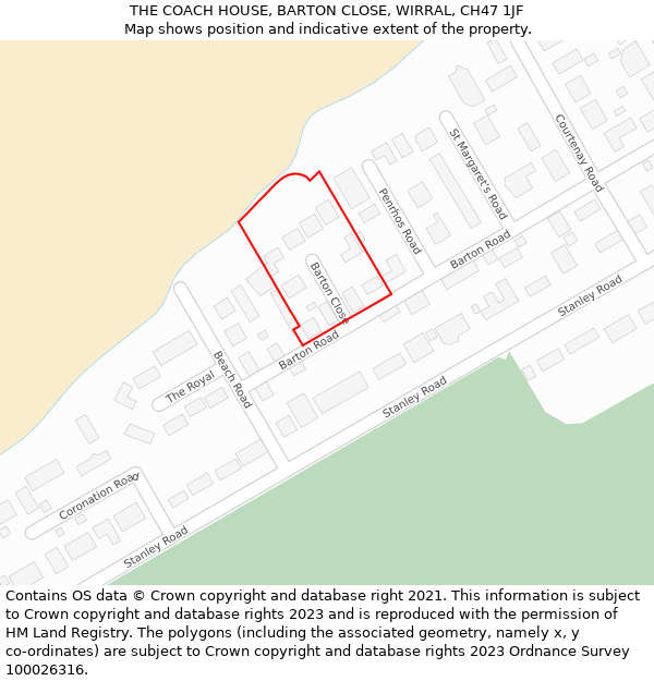 THE COACH HOUSE, BARTON CLOSE, WIRRAL, CH47 1JF: Location map and indicative extent of plot