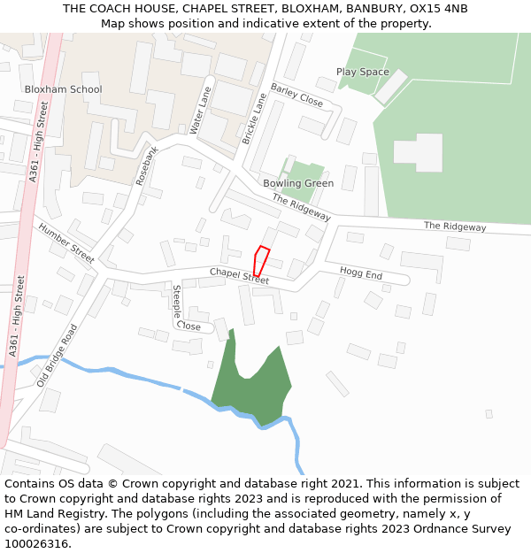 THE COACH HOUSE, CHAPEL STREET, BLOXHAM, BANBURY, OX15 4NB: Location map and indicative extent of plot