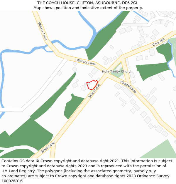 THE COACH HOUSE, CLIFTON, ASHBOURNE, DE6 2GL: Location map and indicative extent of plot