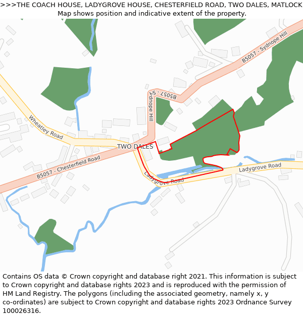 THE COACH HOUSE, LADYGROVE HOUSE, CHESTERFIELD ROAD, TWO DALES, MATLOCK, DE4 2EZ: Location map and indicative extent of plot