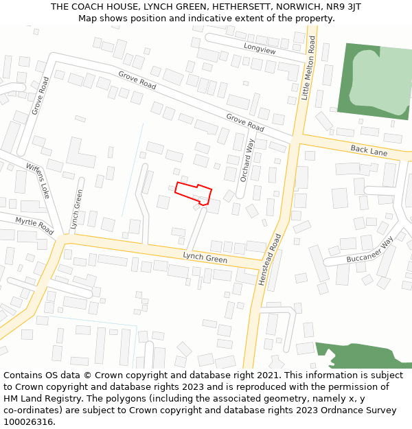 THE COACH HOUSE, LYNCH GREEN, HETHERSETT, NORWICH, NR9 3JT: Location map and indicative extent of plot