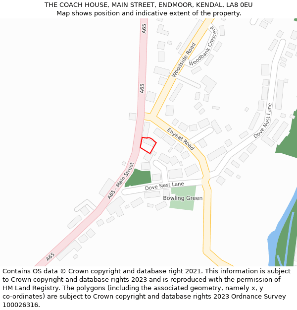 THE COACH HOUSE, MAIN STREET, ENDMOOR, KENDAL, LA8 0EU: Location map and indicative extent of plot