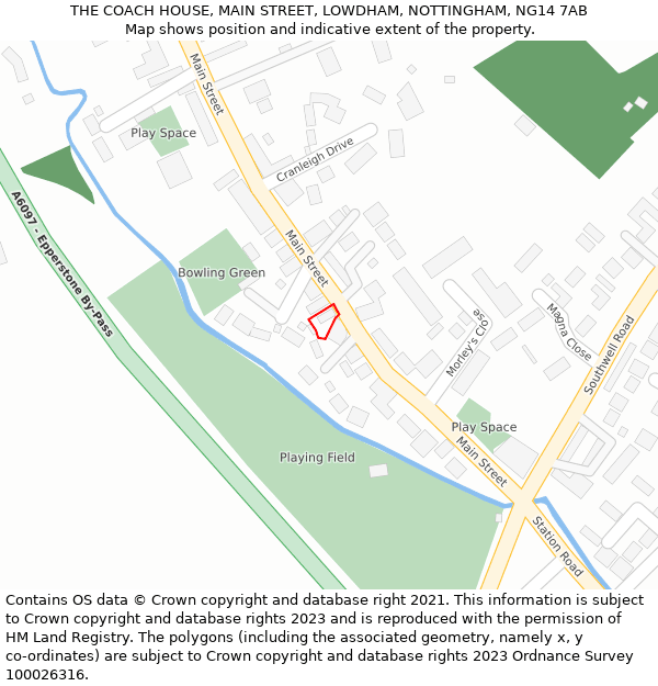 THE COACH HOUSE, MAIN STREET, LOWDHAM, NOTTINGHAM, NG14 7AB: Location map and indicative extent of plot