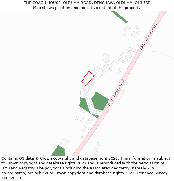 THE COACH HOUSE, OLDHAM ROAD, DENSHAW, OLDHAM, OL3 5SP: Location map and indicative extent of plot