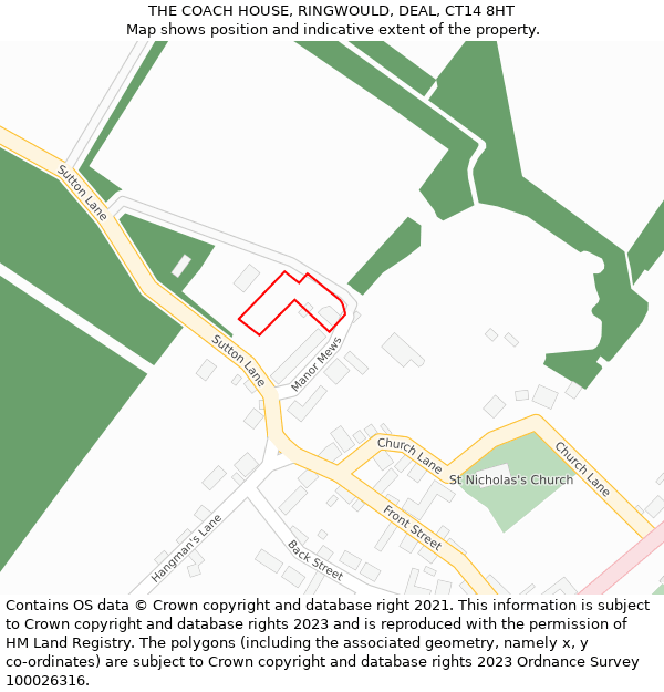 THE COACH HOUSE, RINGWOULD, DEAL, CT14 8HT: Location map and indicative extent of plot