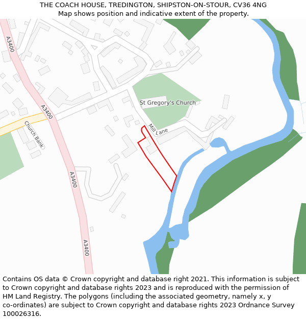 THE COACH HOUSE, TREDINGTON, SHIPSTON-ON-STOUR, CV36 4NG: Location map and indicative extent of plot