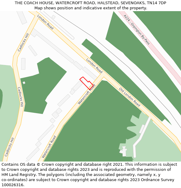 THE COACH HOUSE, WATERCROFT ROAD, HALSTEAD, SEVENOAKS, TN14 7DP: Location map and indicative extent of plot