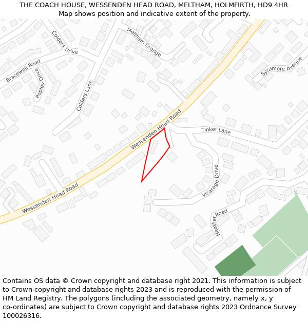 THE COACH HOUSE, WESSENDEN HEAD ROAD, MELTHAM, HOLMFIRTH, HD9 4HR: Location map and indicative extent of plot