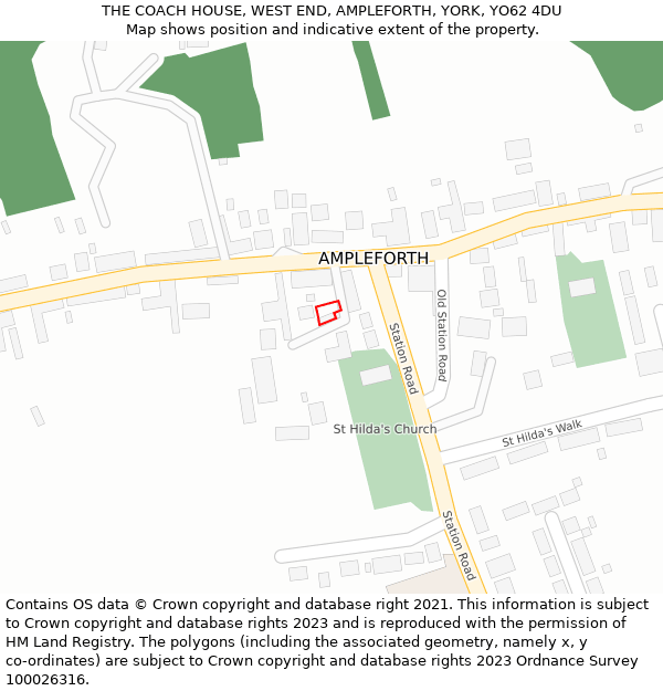 THE COACH HOUSE, WEST END, AMPLEFORTH, YORK, YO62 4DU: Location map and indicative extent of plot