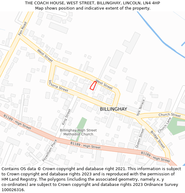 THE COACH HOUSE, WEST STREET, BILLINGHAY, LINCOLN, LN4 4HP: Location map and indicative extent of plot