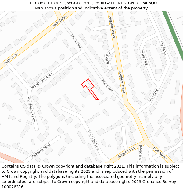 THE COACH HOUSE, WOOD LANE, PARKGATE, NESTON, CH64 6QU: Location map and indicative extent of plot