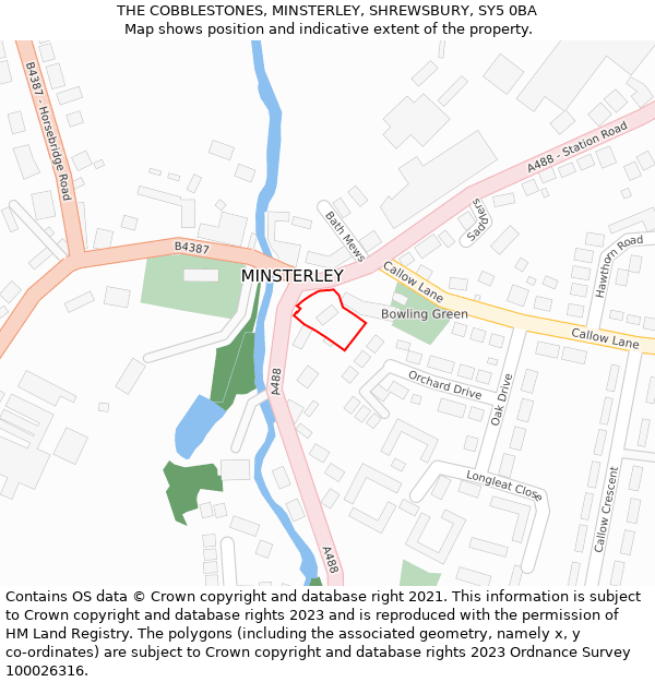 THE COBBLESTONES, MINSTERLEY, SHREWSBURY, SY5 0BA: Location map and indicative extent of plot