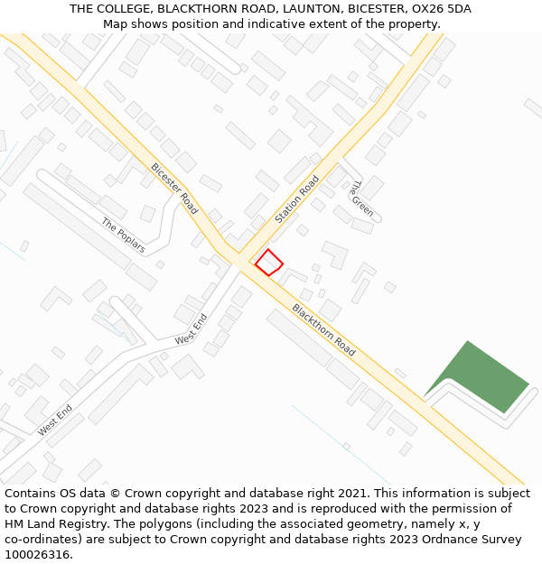 THE COLLEGE, BLACKTHORN ROAD, LAUNTON, BICESTER, OX26 5DA: Location map and indicative extent of plot