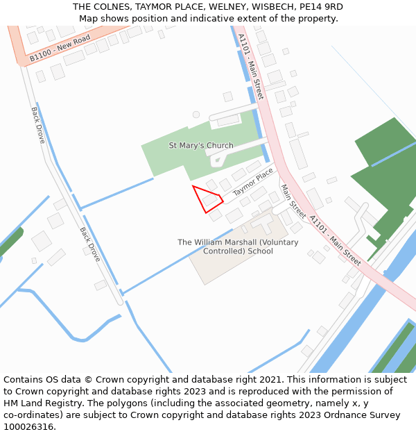 THE COLNES, TAYMOR PLACE, WELNEY, WISBECH, PE14 9RD: Location map and indicative extent of plot