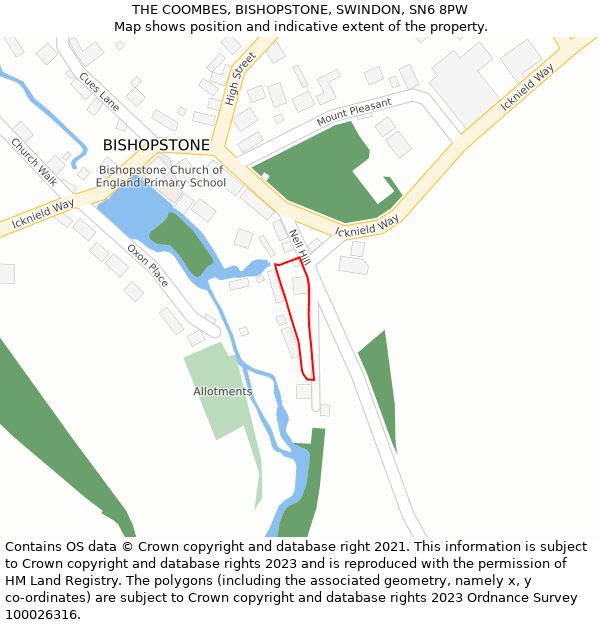 THE COOMBES, BISHOPSTONE, SWINDON, SN6 8PW: Location map and indicative extent of plot