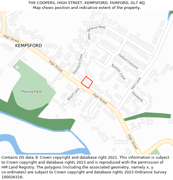 THE COOPERS, HIGH STREET, KEMPSFORD, FAIRFORD, GL7 4EJ: Location map and indicative extent of plot