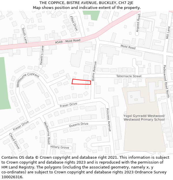 THE COPPICE, BISTRE AVENUE, BUCKLEY, CH7 2JE: Location map and indicative extent of plot