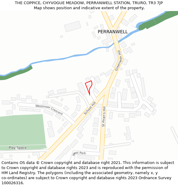 THE COPPICE, CHYVOGUE MEADOW, PERRANWELL STATION, TRURO, TR3 7JP: Location map and indicative extent of plot