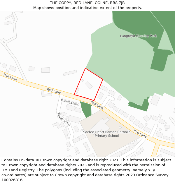 THE COPPY, RED LANE, COLNE, BB8 7JR: Location map and indicative extent of plot