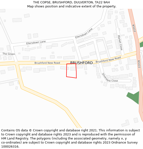 THE COPSE, BRUSHFORD, DULVERTON, TA22 9AH: Location map and indicative extent of plot