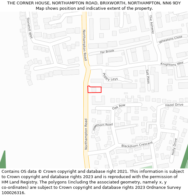 THE CORNER HOUSE, NORTHAMPTON ROAD, BRIXWORTH, NORTHAMPTON, NN6 9DY: Location map and indicative extent of plot