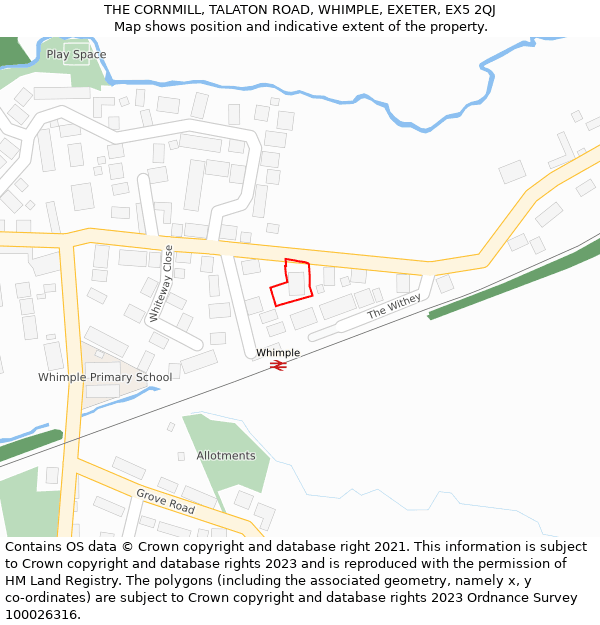 THE CORNMILL, TALATON ROAD, WHIMPLE, EXETER, EX5 2QJ: Location map and indicative extent of plot